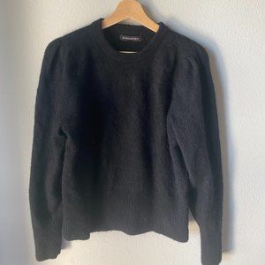 Banana Republic Black Cashmere/Wool Puff Sleeve Crew Sweater